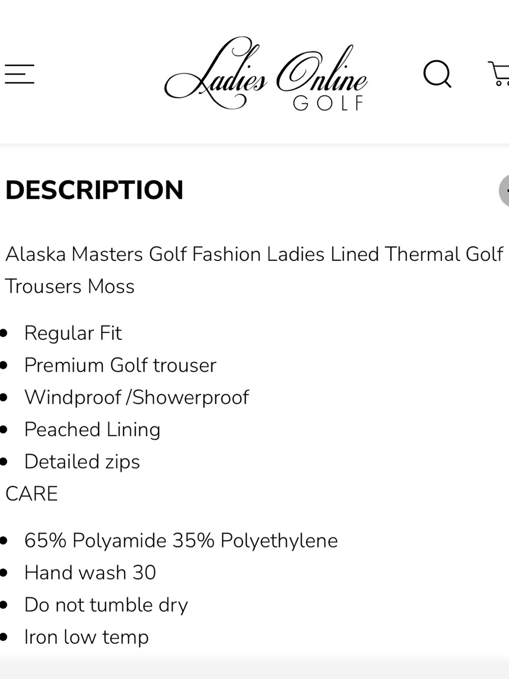 Women’s Masters golf pants by Alaska - Picture 11 of 11